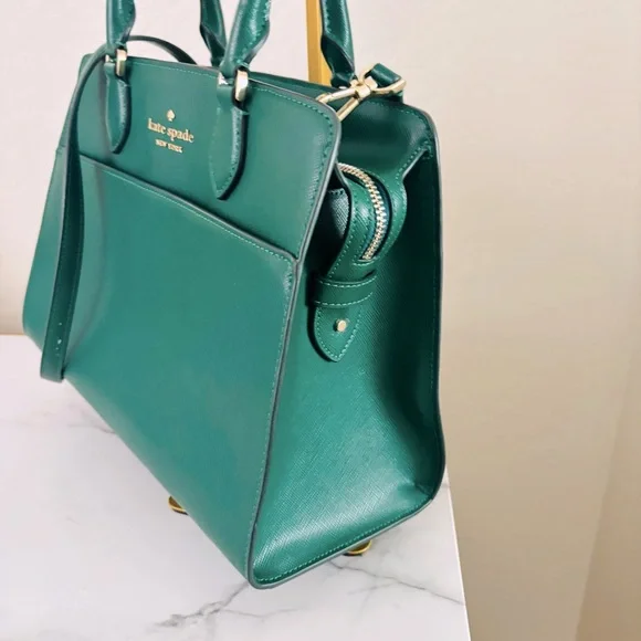 Kate Spade New York Madison Saffiano Leather Medium Satchel Green - Picture 5 of 13